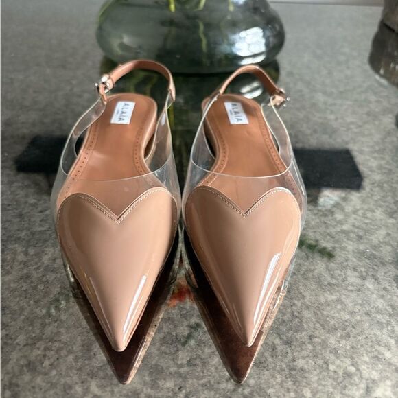 ALAÏA Le Cœur patent leather and PU slingback flats NEW - Picture 6 of 9